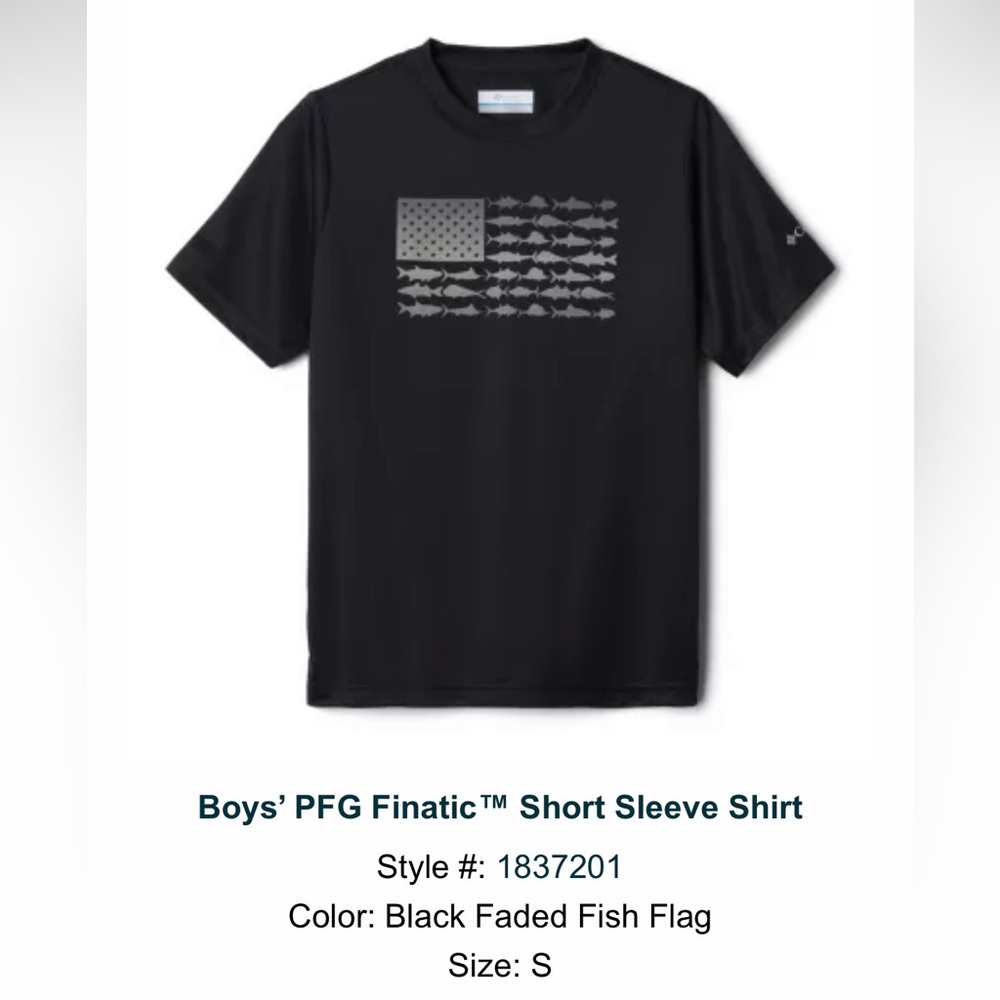 Columbia Boys Fish Flag Black and Gray Short Sleeve Tee